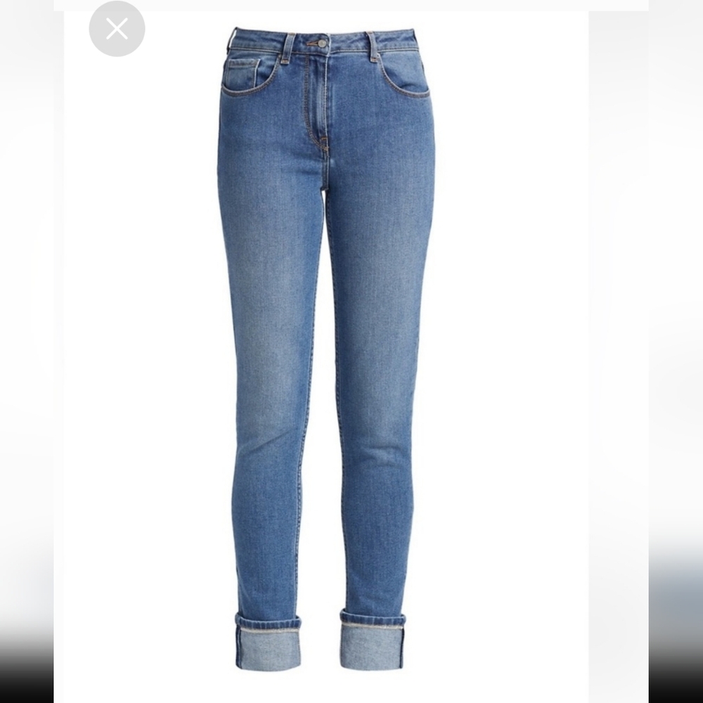 Fabiana Filippi Beaded Cuff Slim Fit Jeans